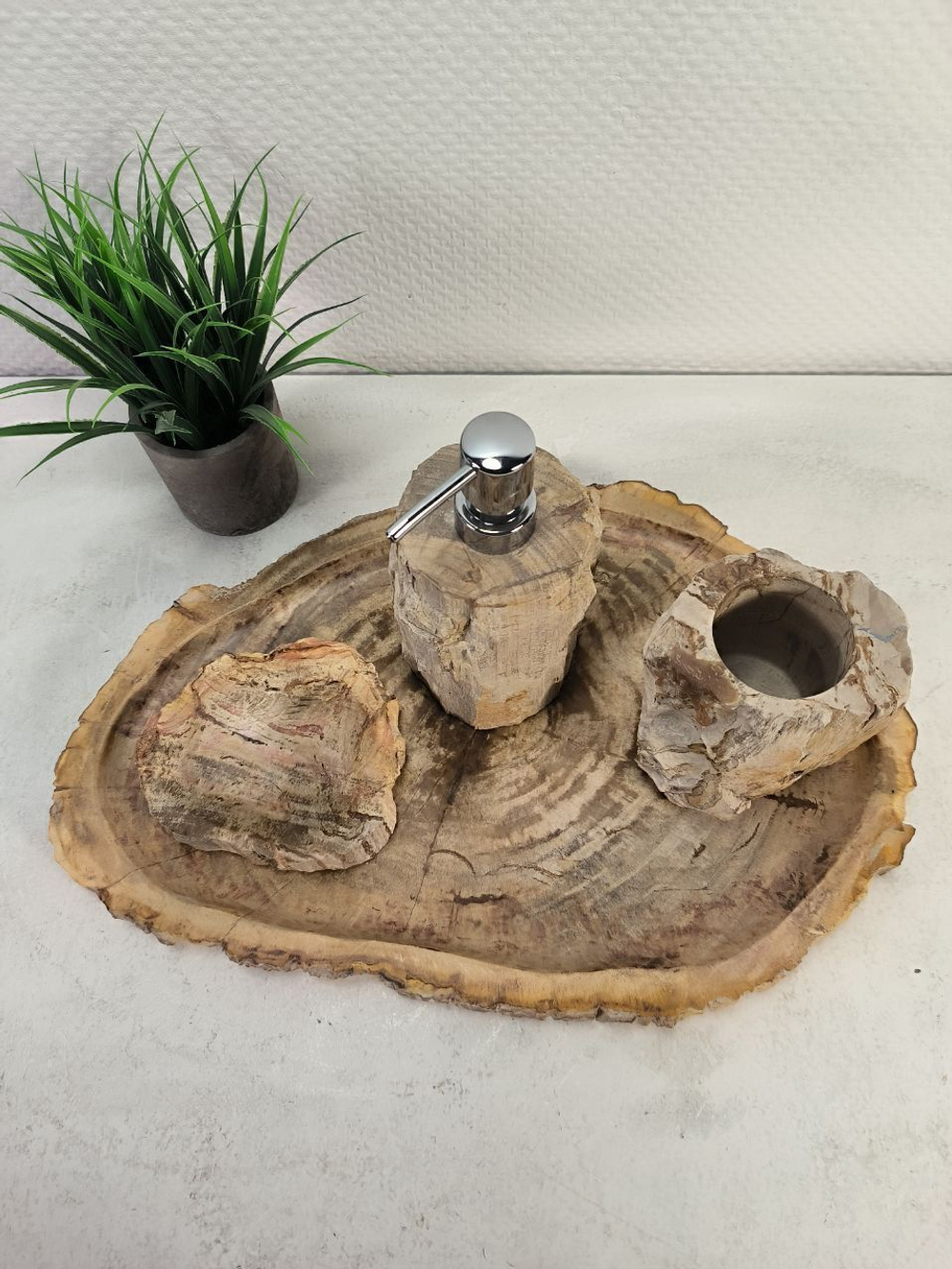Набор из окаменелого дерева 4 предм Fossil Set NF-63062 поднос 29смx43см