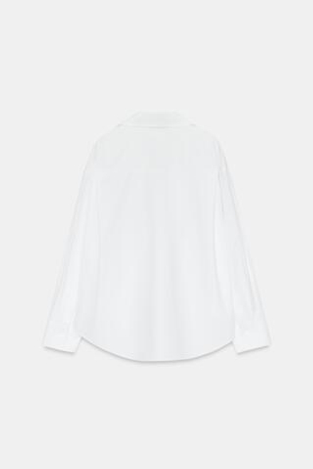 ZARA БАЗОВАЯ РУБАШКА ИЗ ПОПЛИНА, БЕЛЫЙ