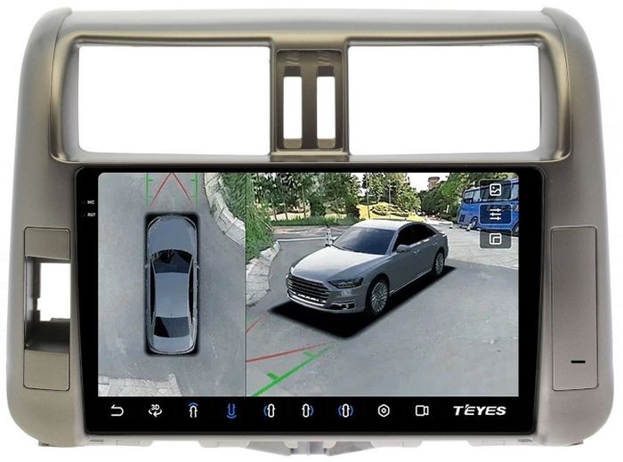 Магнитола для Toyota Land Cruiser Prado 150 2009-2013 (рамка бронза) - Teyes CC3-2K-360 на Android 10, Быстрая, 2K QLED, CarPlay, 4G SIM-слот, 4 камеры в комплекте