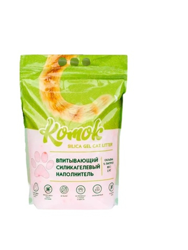 Наполнитель КОМОК розовый силикагель для кошек 2 кг