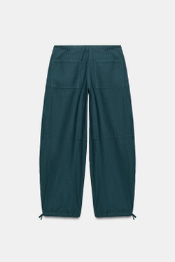 ZARA ШИРОКИЕ БРЮКИ НА ШНУРКАХ, УТИНО-СИНИЙ