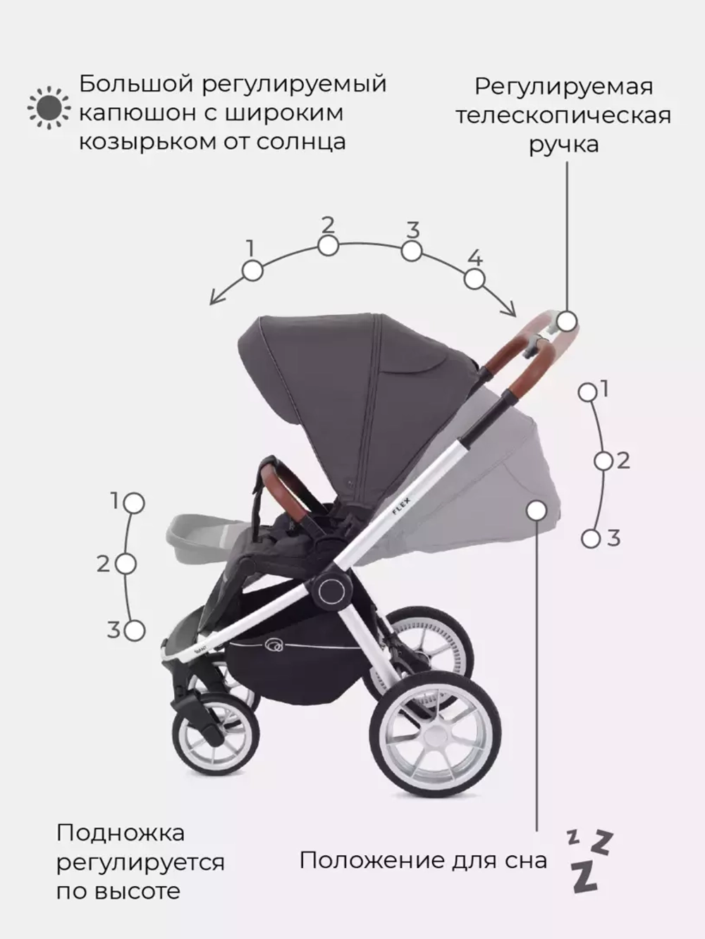 Коляска детская "FLEX" (3в1) RA071 Moon Grey