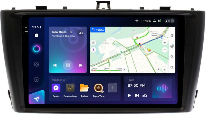 Магнитола для Toyota Avensis T270 2008-2015 (рамка черная) - Teyes CC3-2K QLed Android 10, Быстрая, SIM-слот, CarPlay