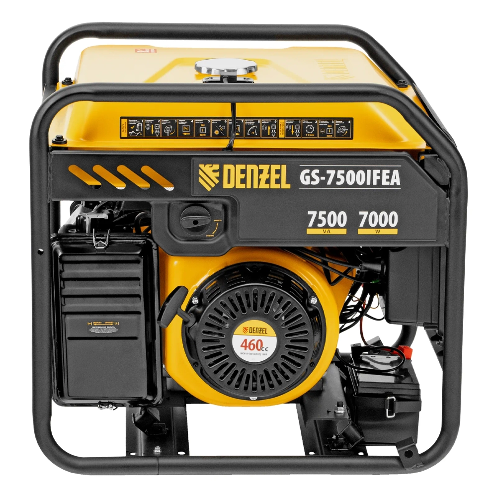 Генератор инверторный GS-7500iFEA, 7,5 кВт, 230 В, открытый корпус, электростартер, ATS DENZEL