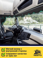 Ламбрекен с косынками стеганые Mercedes (экокожа, черный, зеленая лапша)