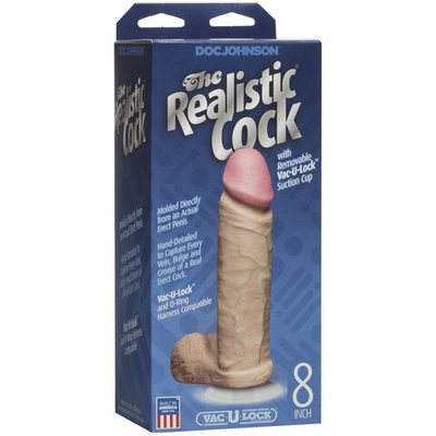 Телесный фаллоимитатор The Realistic Cock 8” with Removable Vac-U-Lock Suction Cup - 22,3 см. (Цвет: телесный)