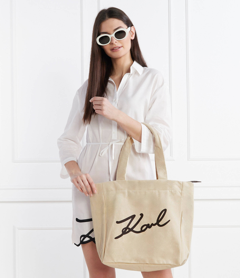 Сумка-шопер signature canvas Karl Lagerfeld - кремовый(240W3884)