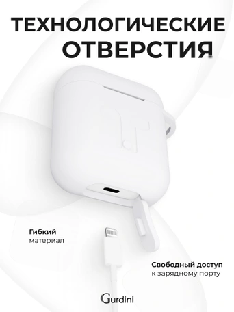 Чехол для Airpods 1/2 Gurdini прорезиненный soft touch Белый