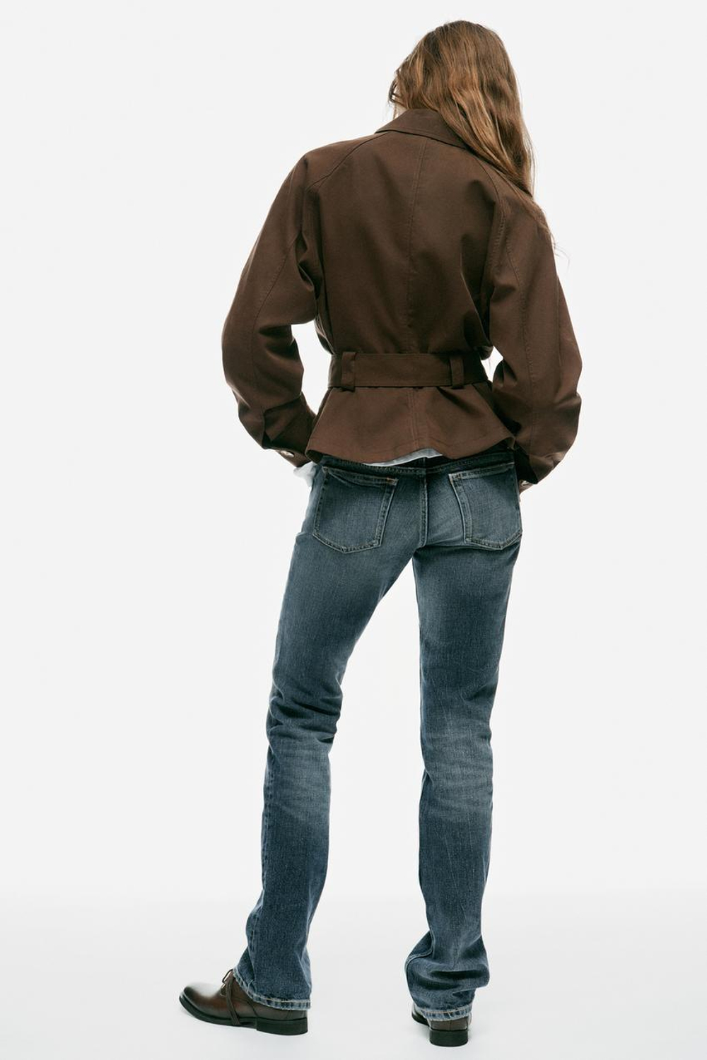 ZARA УКОРОЧЕННЫЙ ДВУБОРТНЫЙ ТРЕНЧ, КОРИЧНЕВЫЙ