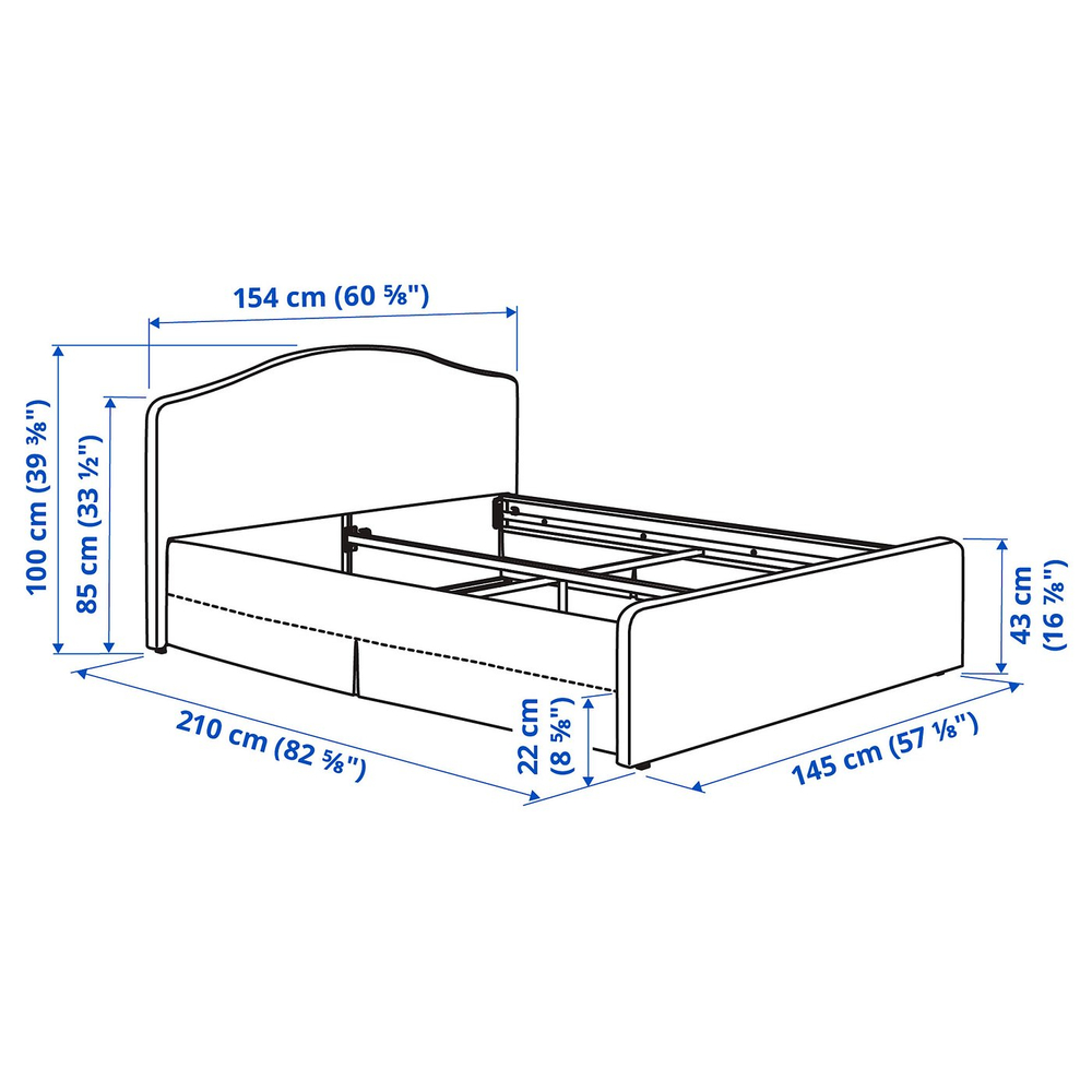 IKEA RAMNEFJÄLL  (ИКЕА РАМНЕФЙЭЛЛ)  -  Чехол на каркас кровати - Киланда светло-бежевый 140x200 см