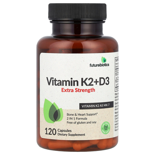 Futurebiotics, витамины K2 и D3, повышенная сила действия, 120 капсул