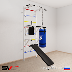 Шведская стенка Sv Sport усиленная 6071 (Турник стандарт/Брусья/Стойка/Скамья/Цепь/Мешок 15кг)