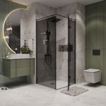 Душевое ограждение Niagara Nova NG-2832-34BLACK (100х100х195) квадрат,черный матовый,дверь распашная,стекло тонированное,1 место