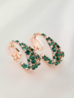 Клипсы Россыпь из зеленых камней Swarovski