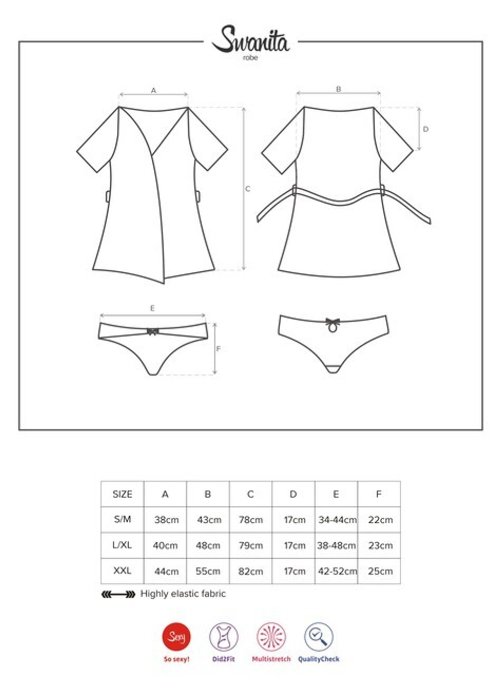 Белоснежный пеньюар с кружевным верхом с пояском Swanita Robe SM (42-44) (Цвет: белый)