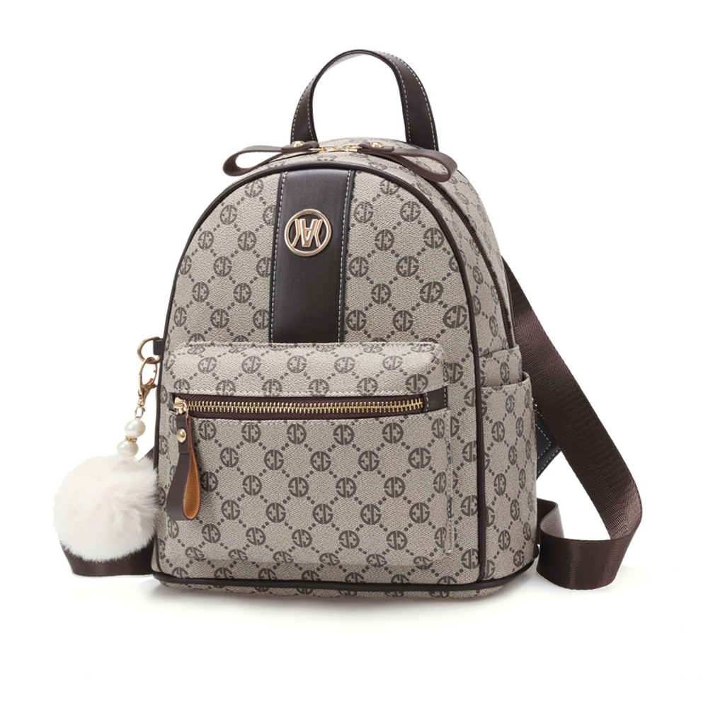 WEIMENG PU Backpack Women"s Coffee/Earth Yellow/Blue Gray