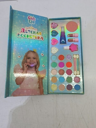 Набор косметики "Girl's Club" тени, блеск д/губ, лак д/ногтей, помада, румяна, 12,5*3*28,5см. блест.