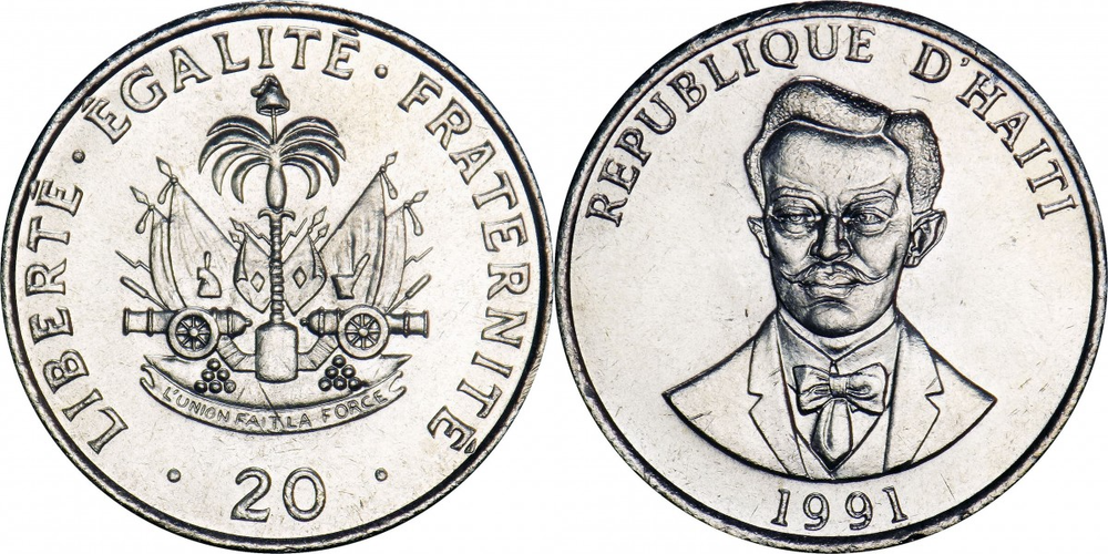 Гаити 20 сантимов, 1991 Шарлемань Перальт XF