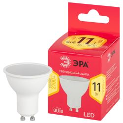Лампа светодиодная ЭРА RED LINE LED MR16-11W-827-GU10 R 11Вт софит теплый белый свет GU10 | Лампы cветодиодные Точечные (Софиты) (MR, PAR)