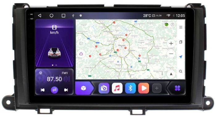 Магнитола для Toyota Sienna 3 2010-2014 - Kuberg OL-9695 QLed+2K, Android 12, Быстрая, CarPlay, 4G SIM-слот