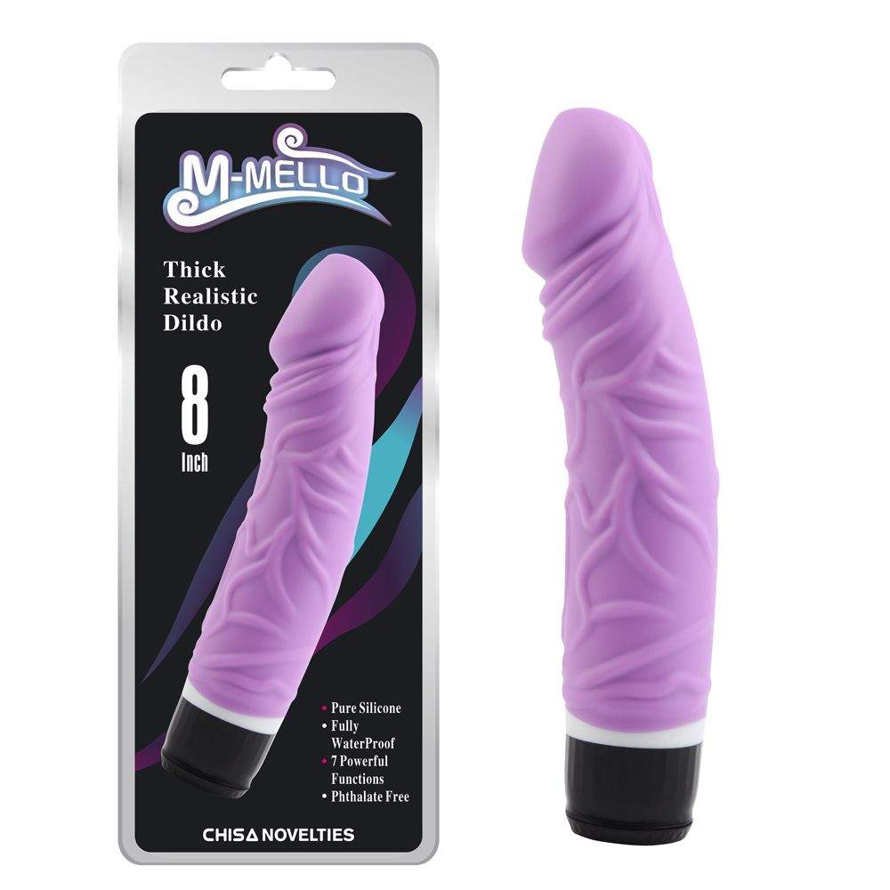 Фиолетовый вибратор-реалистик Thick Realistic Dildo - 19,5 см. (Цвет: фиолетовый)