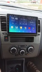 Магнитола для Nissan Tiida C11 2004-2013 (кондиционер/климат с прямоугольным экранчиком, рамка серая) - Teyes CC3L на Android 10, CarPlay, 4G SIM-слот