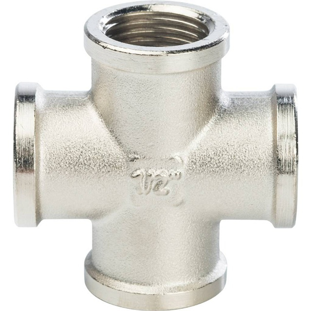 Крестовина STOUT SFT 0031 - 1/2" (для стальных труб, латунь никелированная)