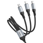 Usb Кабель-зарядка Hoco X102 3в1 Micro/Lightning/Type-C 1м черный