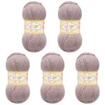Пряжа Alize (Ализе) Baby Best / уп.5 мот. по 100 г, 240м, 142 серая роза