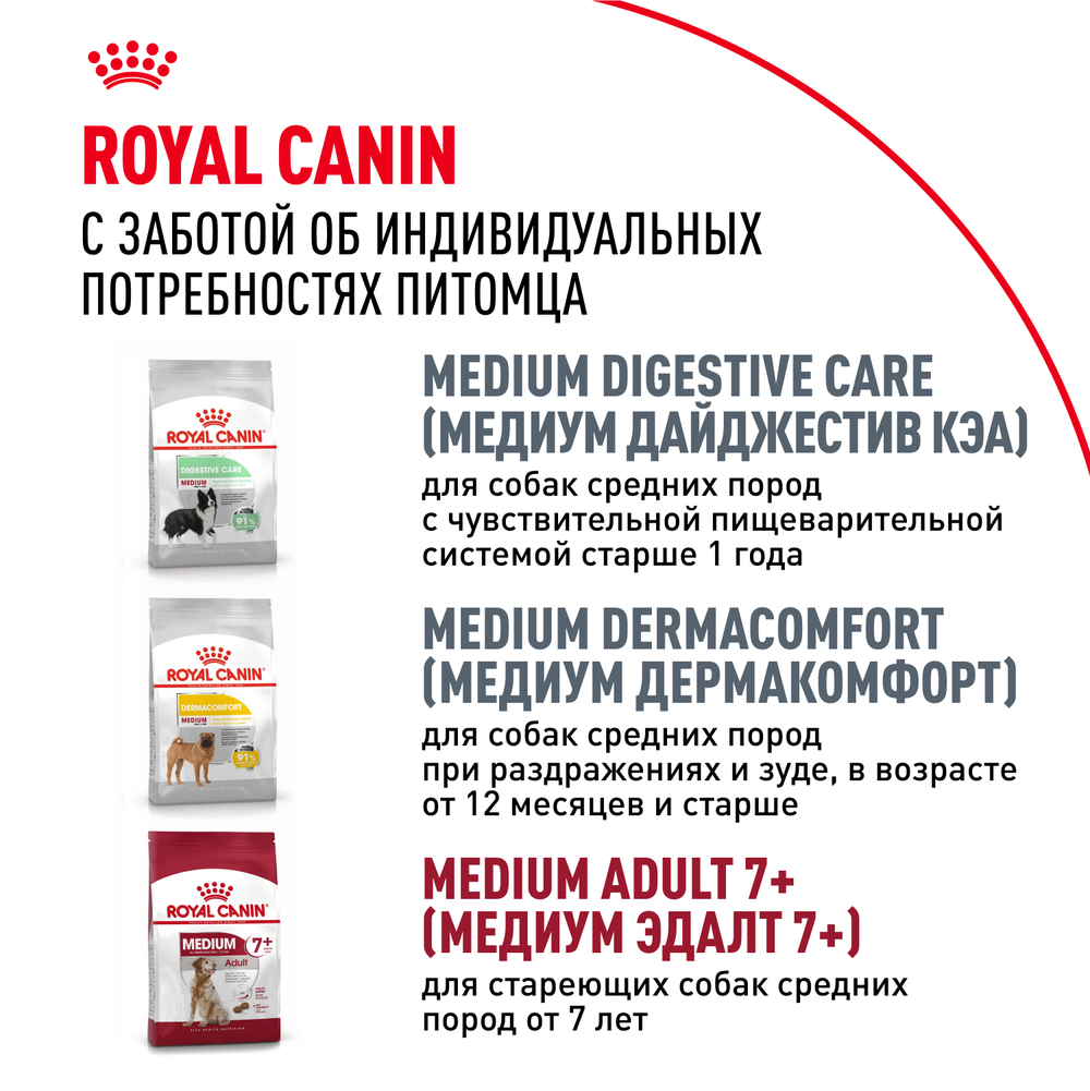 Royal Canin Medium Adult Корм сухой для взрослых собак средних размеров от 12 месяцев до 7 лет - 3 кг