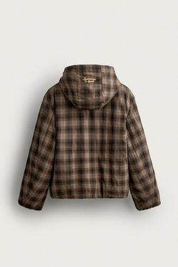 ZARA КУРТКА В КЛЕТКУ, КОРИЧНЕВЫЙ