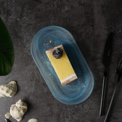 Блюдо овальное 21*11,5 см h2 см Blue Sunset матовое стекло P.L. Proff Cuisine [6]