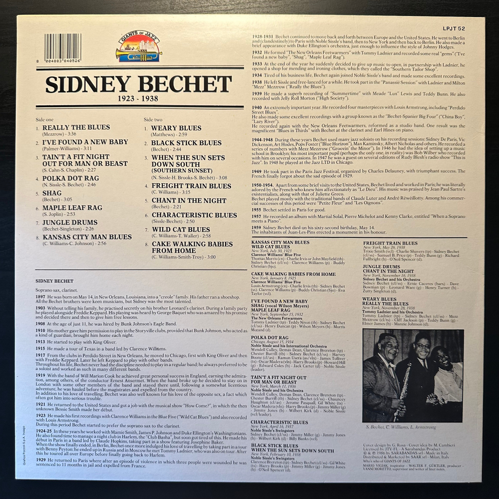 Sidney Bechet - Sidney Bechet 1923 - 1938 (Италия 1986г.)
