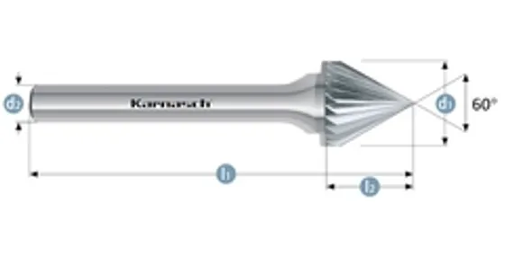 Борфреза твердосплавная Karnasch форма A, 6х18х6х50 мм, насечка HP-6, покрытие Blue-Tec, арт. 11.5004-065