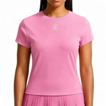 Женская теннисная футболка Nike Court Advantage Dri-Fit Short-Sleeve Tennis - peony/white