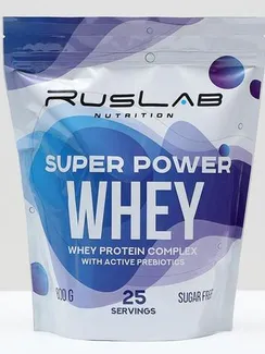 Протеин RusLabNutrition Super Power Whey Клубника со сливками, спортивное питание, 800 г