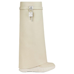 Givenchy Shark Lock Cow Leather Knee high Boots 9cm Women"s Beige
