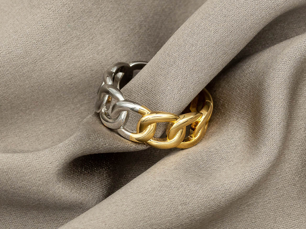Кольцо Цепь, биколор