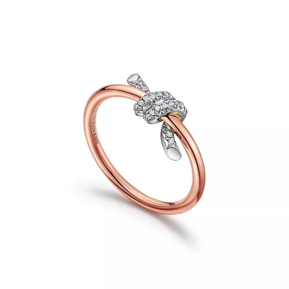 Кольцо из розового золота и платины с бриллиантами, Tiffany 💠 Knot
