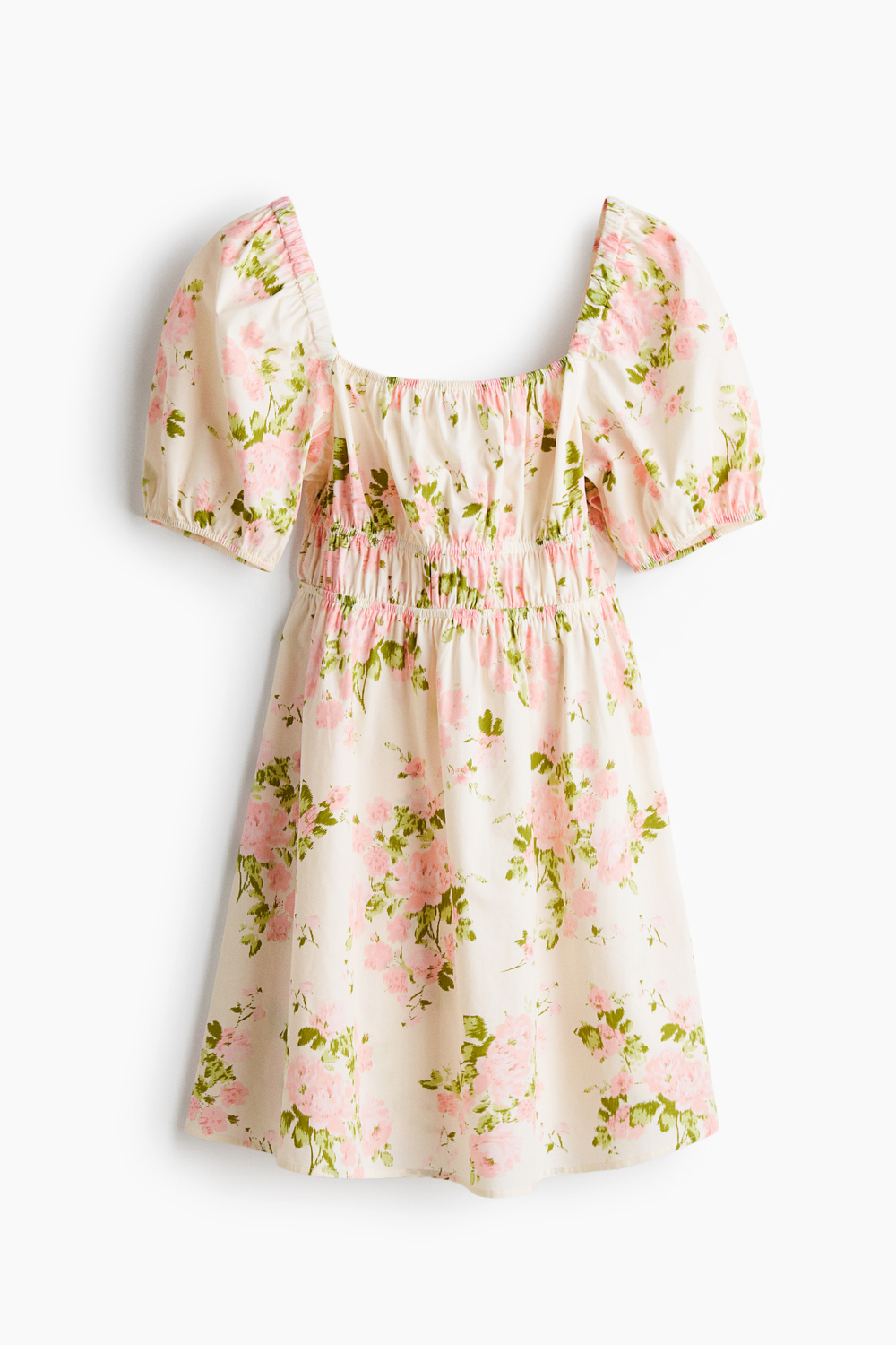 Платье из поплина с пышными рукавами — квадратный вырез, прямой крой - H&M