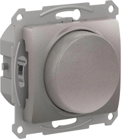 GLOSSA СВЕТОРЕГУЛЯТОР (диммер) поворотно-нажимной, LED, RC, 400Вт, механизм, ПЛАТИНА