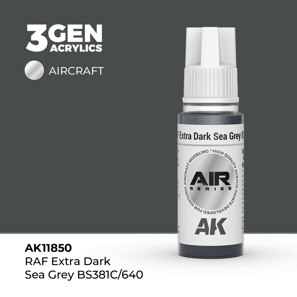 Акриловая краска AK Interactive RAF Dark Sea Grey BS381C/640 3GEN AIR, 18мл