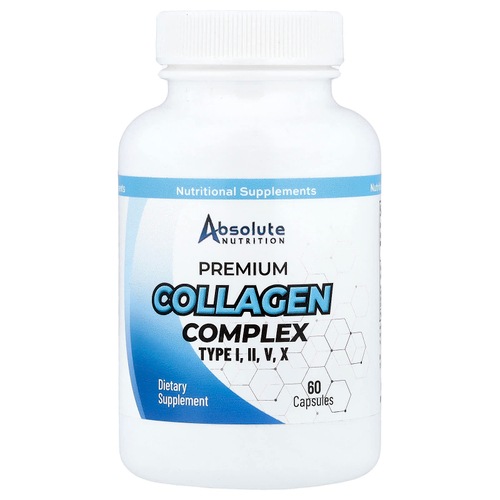 Absolute Nutrition, Коллагеновый комплекс премиального качества, тип I, II, V, X, 60 капсул