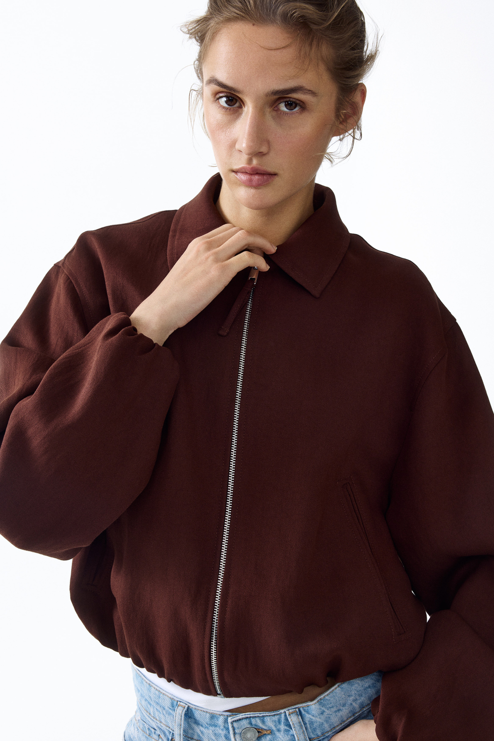 Куртка оверсайз с низом-баллон — классический воротник - H&M