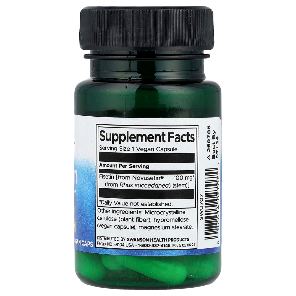 Swanson Vitamins, Fisetin Novusetin®, 100 мг, 30 веганских капсул