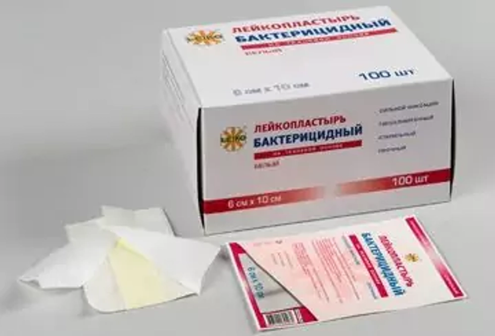 Лейкопластырь LEIKO бактерицидный ткан. осн. 6,х10 бел. (100/5000шт)