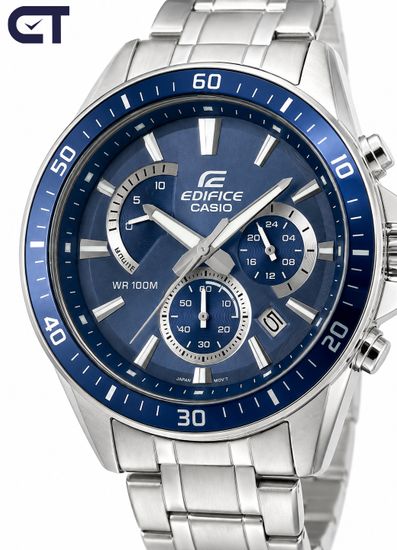 CASIO EFR-552D-2AVUDF EDIFICE мужские наручные часы — стальной хронограф с синим циферблатом