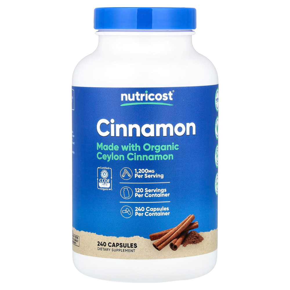Nutricost, корица, 240 капсул (600 мг в 1 капсуле)