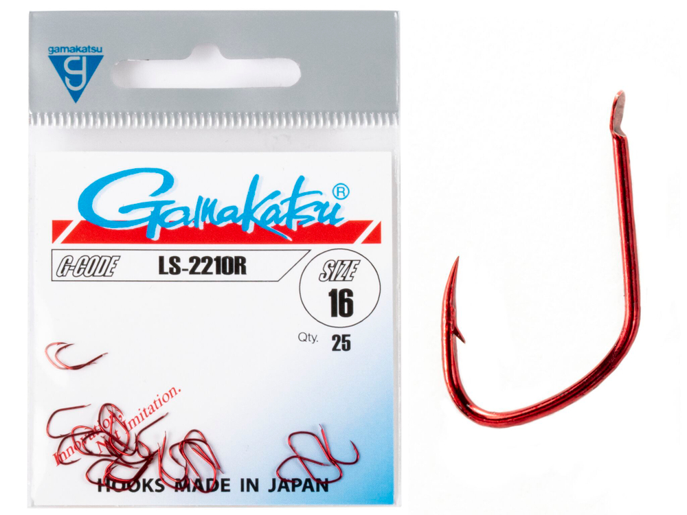 Крючки Gamakatsu LS-2210R HOOKS RED разм. 16 25шт.