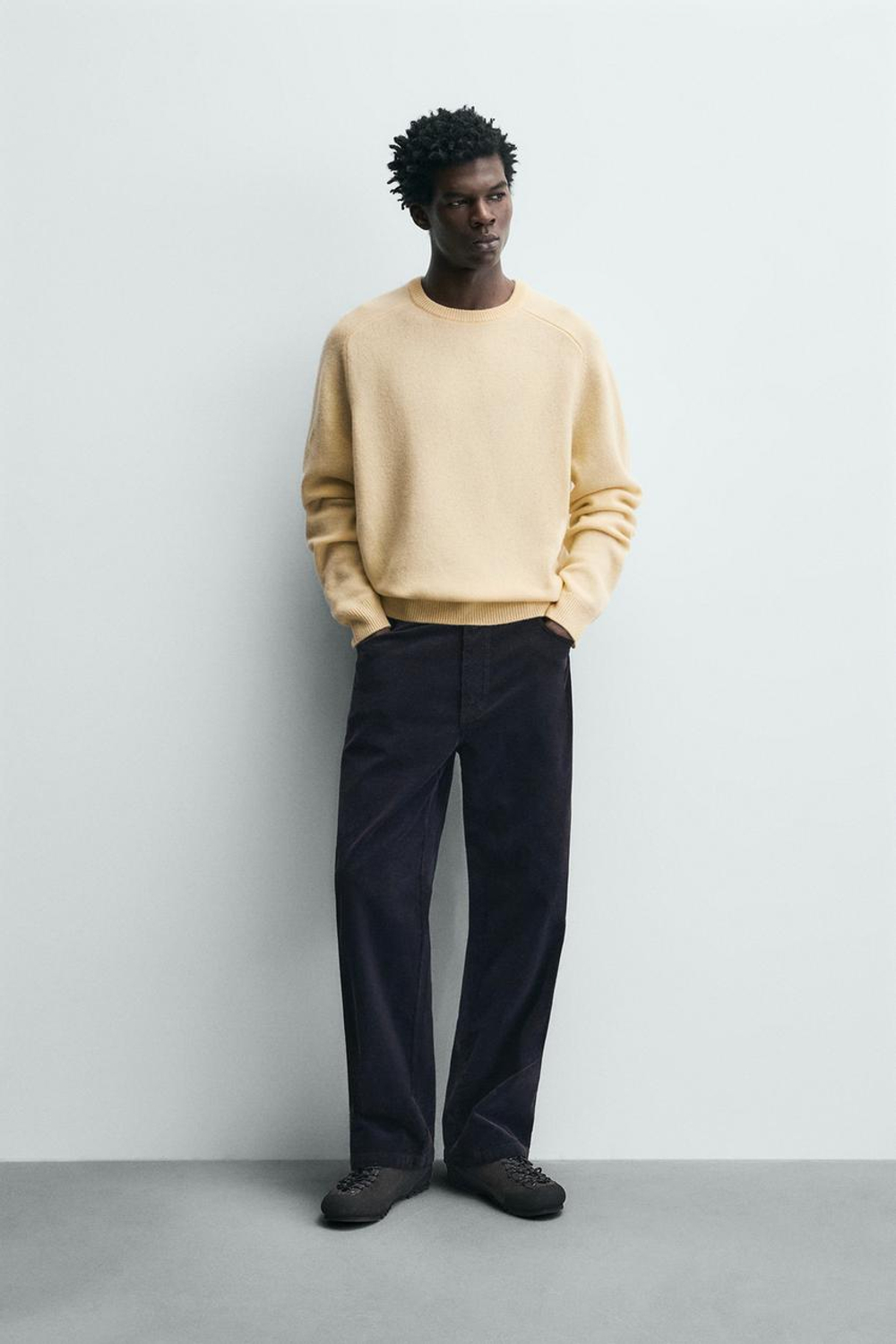 ZARA СВИТЕР REGULAR FIT ИЗ СМЕСОВОЙ ШЕРСТИ, ЦВЕТ СЛИВОЧНОГО МАСЛА